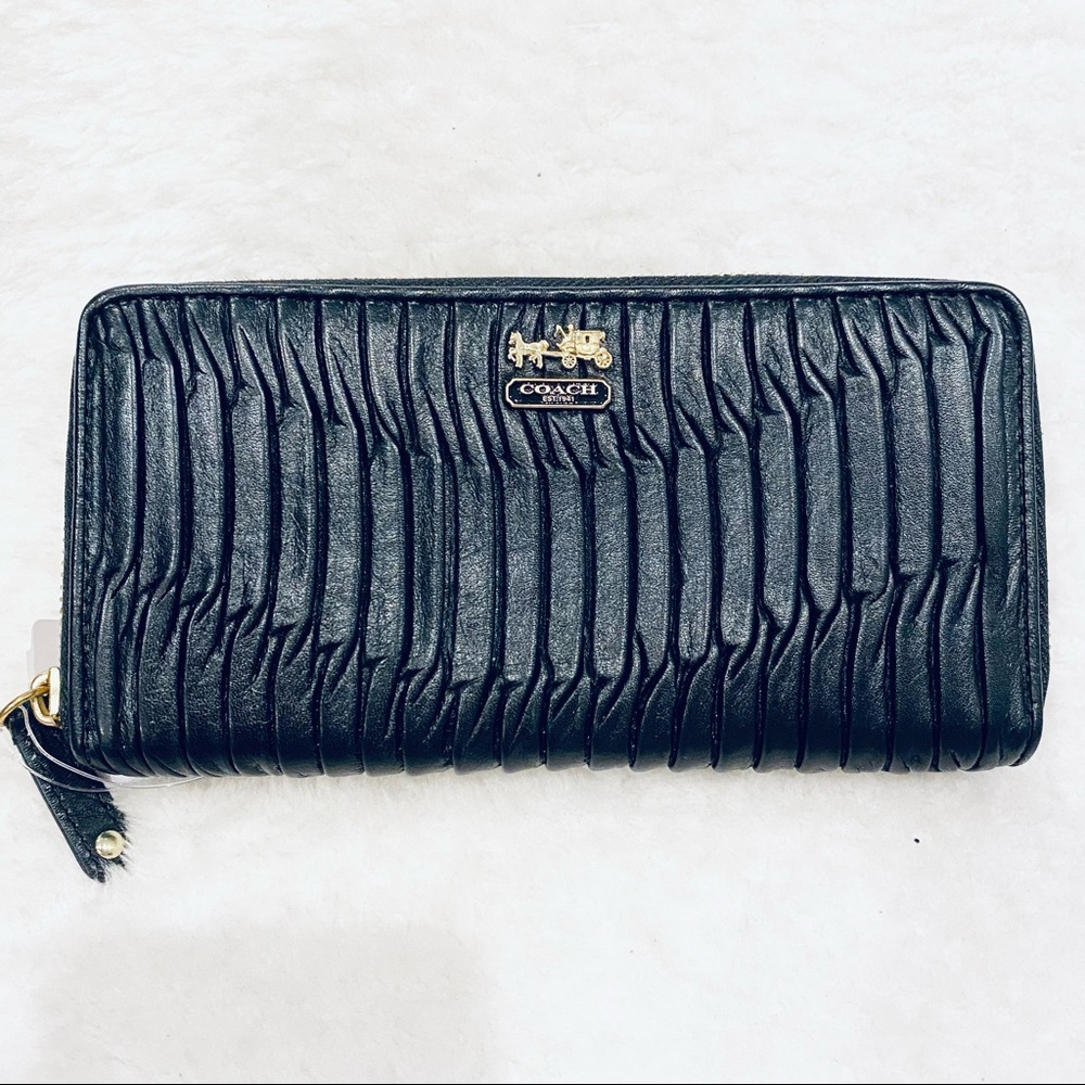 NWT COACH Madison Gathered Large Accordion Zip Wallet 46481 BBKBK